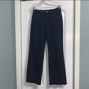 SIMON CHANG Denim hi rise Jeans lace detailing size 6 dark wash straight leg